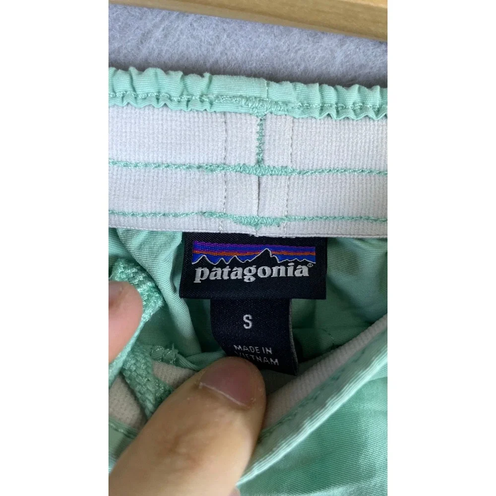 Patagonia Baggies Shorts Mens Small Mint Green Good Embroidered Oars 5 Inseam